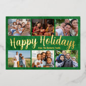 Familie Kerst Echt Folie Prettige feestdagen Kaart (Voorkant)