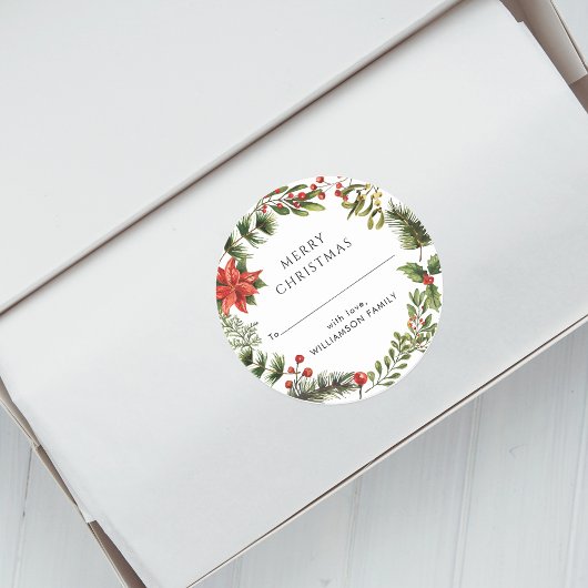 Familie Kerst Feestdagen Botanisch Modern Ronde Sticker