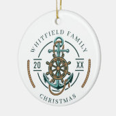 Familie Kerst Feestdagen Nautisch Keramisch Ornament (Links)
