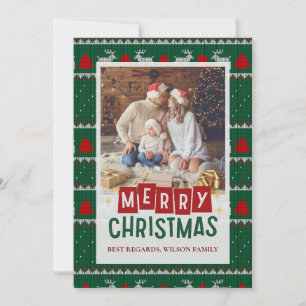Familie Kerst Foto Kaart met Gebreide Trui
