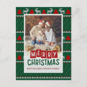 Familie Kerst Foto Kaart met Gebreide Trui