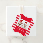 Familie kerst foto vakantie wensen scallop bedankjes labels (In situ)