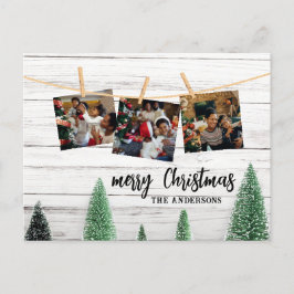 Familie Kerst foto's rustiek briefkaart