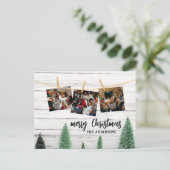 Familie Kerst foto's rustiek briefkaart (Staand voorkant)