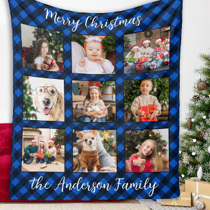 Familie Kerst Gepersonaliseerde Fotocollage Plaid Fleece Deken