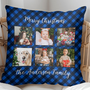 Familie Kerst Gepersonaliseerde Fotocollage Plaid Kussen
