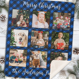Familie Kerst Gepersonaliseerde Fotocollage Plaid Sherpa Deken