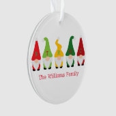 Familie Kerst Gnomen Rood Groene Naam Feestelijk P Ornament (voorkant)