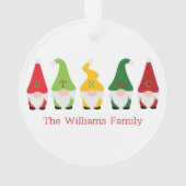Familie Kerst Gnomen Rood Groene Naam Feestelijk P Ornament (achterkant)