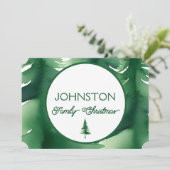 Familie Kerst Groene Waterverf Pijnboom Uitnodigen Feestdagenkaart (Staand voorkant)