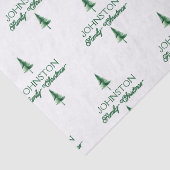 Familie Kerst Groene Waterverf Pine Tree Tissuepapier (Detail)