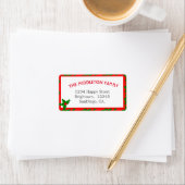 Familie Kerst Holly Fun Red Border Etiket (Insitu)