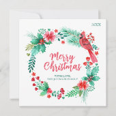 Familie Kerst Kaart met Waterverf Botanicals (Voorkant)