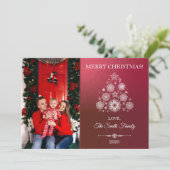 Familie Kerst Kaart, Vakantie Foto Wenskaart Kaart (Staand voorkant)