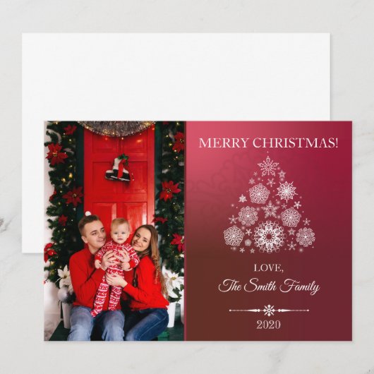 Familie Kerst Kaart, Vakantie Foto Wenskaart Kaart (Voorkant / Achterkant)