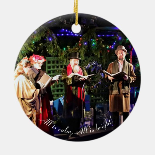 Familie Kerst Karaoke Kerk Carols Service Keramisch Ornament (Achterkant)