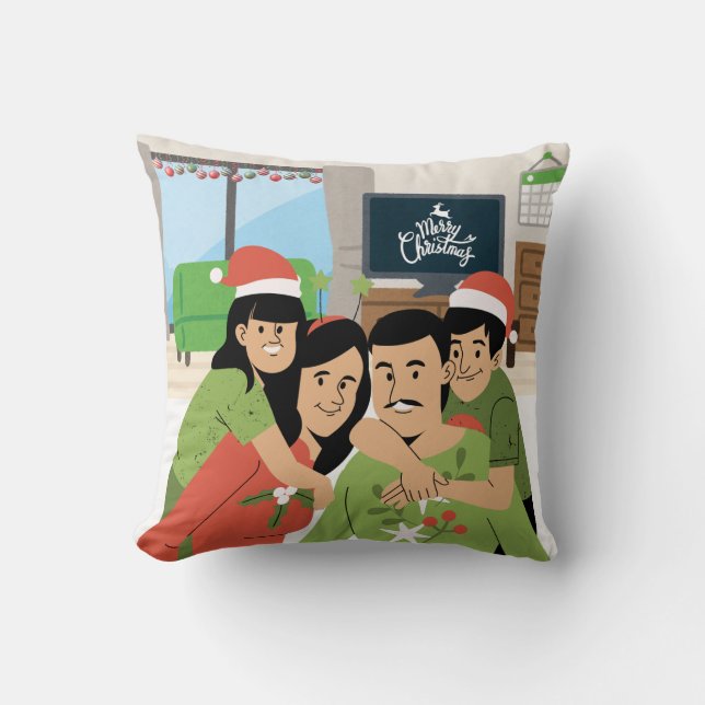 Familie Kerst Knuffel Kussen (Voorkant)