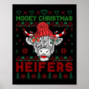 Familie Kerst Lelijke Trui Highland Koe Love He Poster