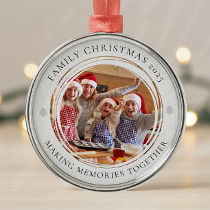 Familie Kerst maken Herinneringen Foto Keepsake Metalen Ornament