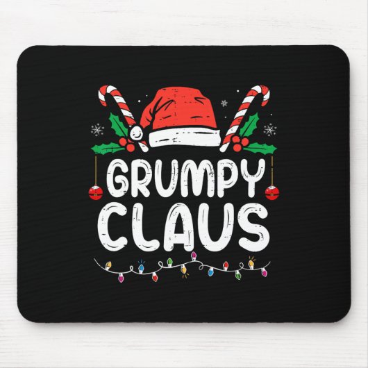 Familie Kerst Pyjama Xmas Lights Grumpy Claus Muismat (Voorkant)