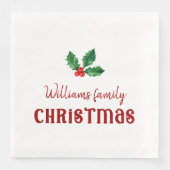 Familie Kerst rode hulst Servet (Voorkant)