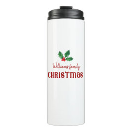 Familie Kerst rode hulst Thermosbeker