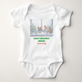 Familie Kerst T-shirt – Gezellige Winter Fox Scene