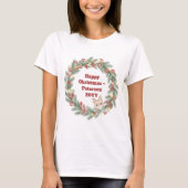 Familie Kerst T-shirt - Kerstkrans (Voorkant)