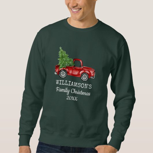 Familie Kerst  Truck gepersonaliseerd groen Trui (Voorkant)