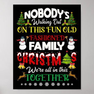 Familie kerst we zitten allemaal in deze samenbund poster