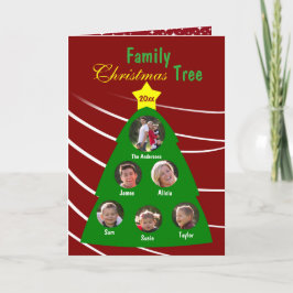 Familie Kerstboom Custom Photo Wenskaart Feestdagen Kaart