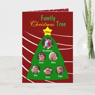 Familie Kerstboom Custom Photo Wenskaart Feestdagen Kaart