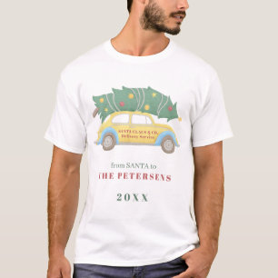 Familie Kerstboom  gele auto T-shirt