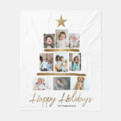 Familie Kerstboom gouden ster foto Collage Fleece Deken (Voorkant)