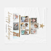 Familie Kerstboom gouden ster foto Collage Fleece Deken (Voorkant (Horizontaal))