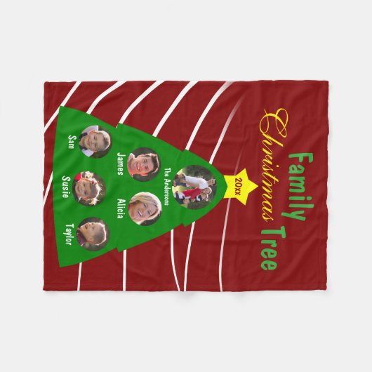Familie kerstboom Keepomwille Aangepaste foto Fleece Deken (Voorkant (Horizontaal))