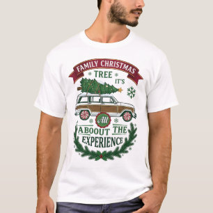 Familie Kerstboom Stationwagen Dennengroen Krans T-shirt