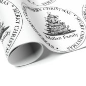 Familie Kerstboom thema Cadeaupapier (Rol Hoek)