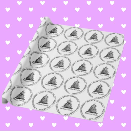 Familie Kerstboom thema Cadeaupapier