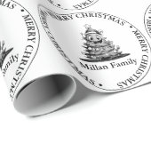 Familie Kerstboom thema Cadeaupapier (Rol Hoek)