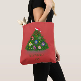 Familie Kerstboom Tote Bag