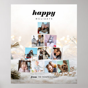 Familie kerstboomfoto Collage Holiday Poster