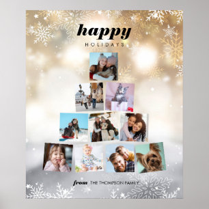 Familie kerstboomfoto Collage Holiday Poster