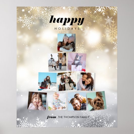 Familie kerstboomfoto Collage Holiday Poster (Voorkant)