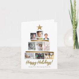 Familie kerstboomfoto Collage Year Review Feestdagen Kaart