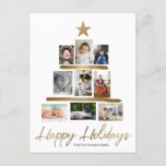 Familie kerstboomfoto Collage Year Review Feestdagenkaart<br><div class="desc">Ieder jaar heb ik tonnen foto's en nieuws die we graag met familie en vrienden willen delen. Ik zie graag foto's als ik ze krijg tijdens de feestdagen. Ik besloot dat een kaart die kan worden aangepast met je waardevolle foto's in een kerstboomstructuur leuk en functioneel zou zijn. Deze sjabloon...</div>