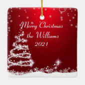 Familie kerstboomversiering keramisch ornament (Achterkant)