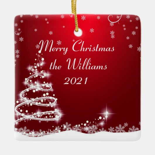 Familie kerstboomversiering keramisch ornament (Voorkant)