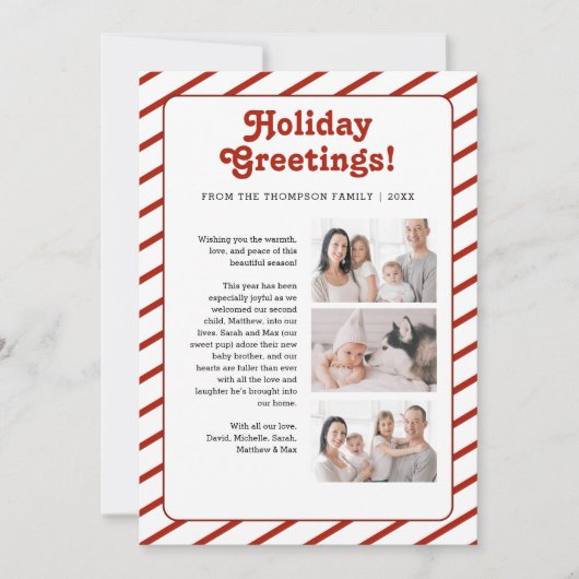 Familie Kerstbrief Mail Update aangepaste foto's Feestdagenkaart (Voorkant)