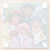 Familie kerstCaroling Glazen Onderzetter (Achterkant)